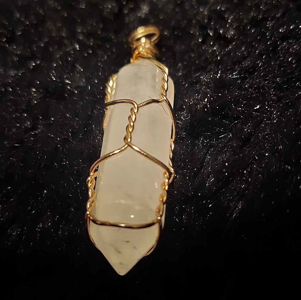 Gold Wire Wrapped Clear Quartz Pendent